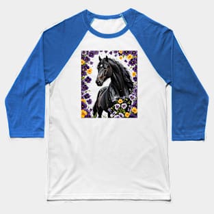 A New Jersey Horse Surrounded By Common Violet Flowers Baseball T-Shirt